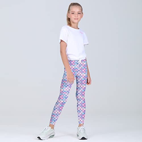 Quedoris Girls 3-Pack Printed Leggings Mermaid Purple/Blue 140Y - Image 2
