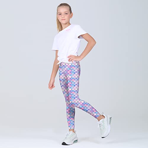 Quedoris Girls 3-Pack Printed Leggings Mermaid Purple/Blue 140Y - Image 4