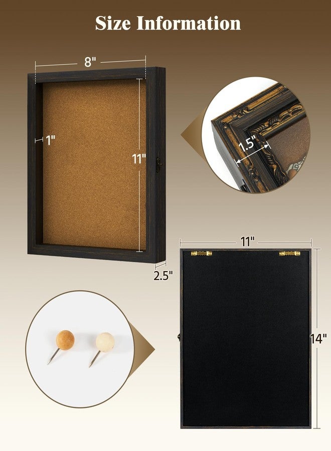 FOLKOR 11x14 Shadow Box Frame Display Case for Vintage Collectibles, Antique Picture Frame Display Case Box for Memorabilia, Pet Items, Travel Souvenirs, Wedding Memories, Cork, Tickets (Black Gold) - Image 5