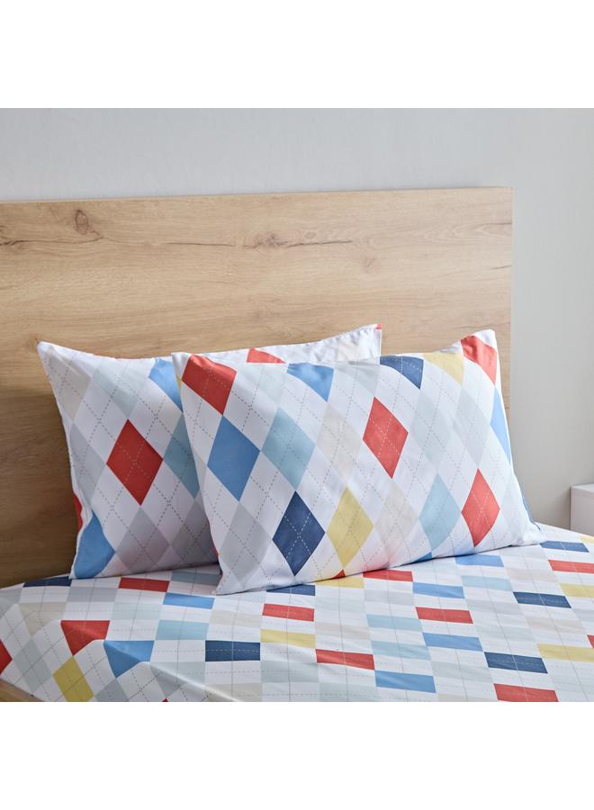Home Box Nora 2-Piece Plaid Reversible Microfibre Pillow Cover Set - 50x75 cm  - Image 1