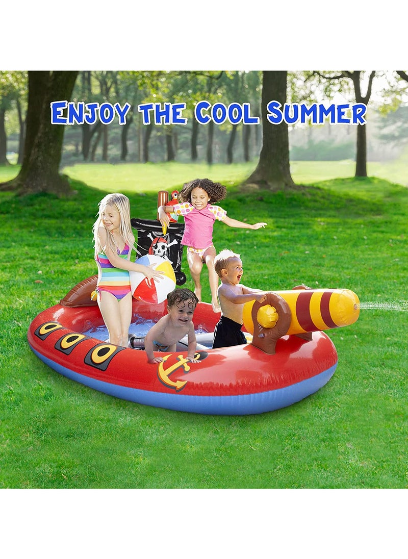 AUTOYSUR Inflatable Swimming Pool,Kiddie Pool,Kid Inflatable Pool Pirate Ship Pool,Durable and Thickened Design for Kids(190 * 110 * 90CM)  - Image 1