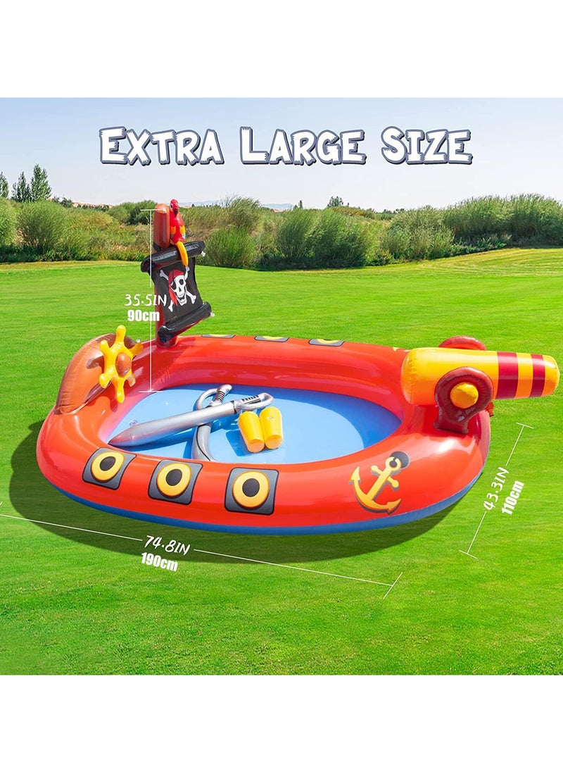 AUTOYSUR Inflatable Swimming Pool,Kiddie Pool,Kid Inflatable Pool Pirate Ship Pool,Durable and Thickened Design for Kids(190 * 110 * 90CM)  - Image 3