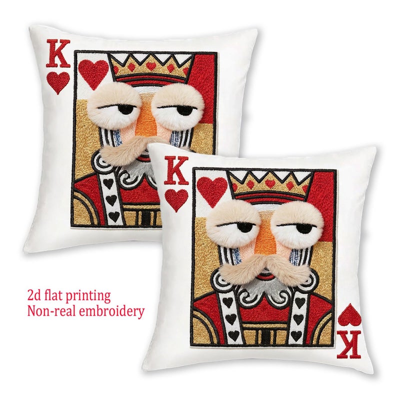 Set Of 2 Vintage Style Playing Card Pillow Covers 18x18 Inches - Image 2