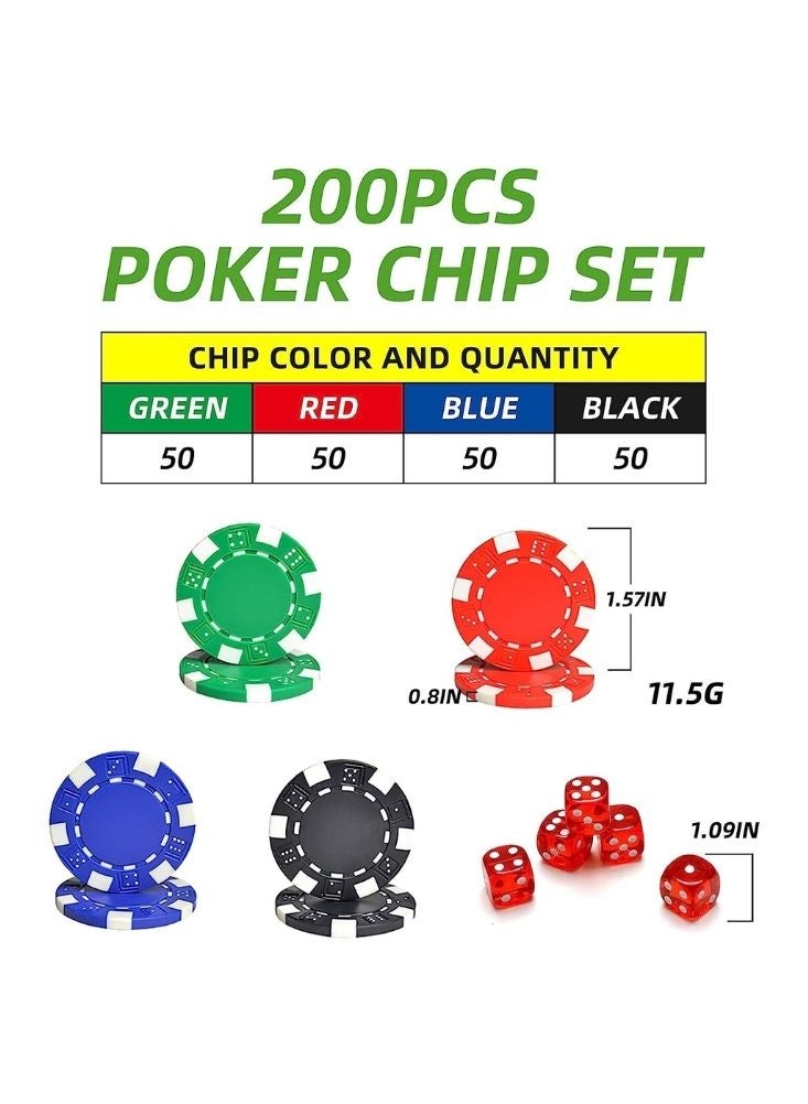 بريميم مجموعة لعبة بوكر مكونة من 200 قطعة مع حقيبة حمل من الألومنيوم - رقائق وبطاقات ونرد على طراز الكازينو لأمسيات الألعاب العائلية والترفيه المنزلي - Image 3