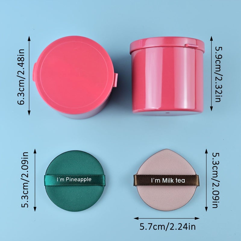 Strawberry Pink Round Air Cushion Makeup Sponges 7pcs With Storage Box Dual Use For Foundation BB Creams Face Body Makeup Application - Image 4