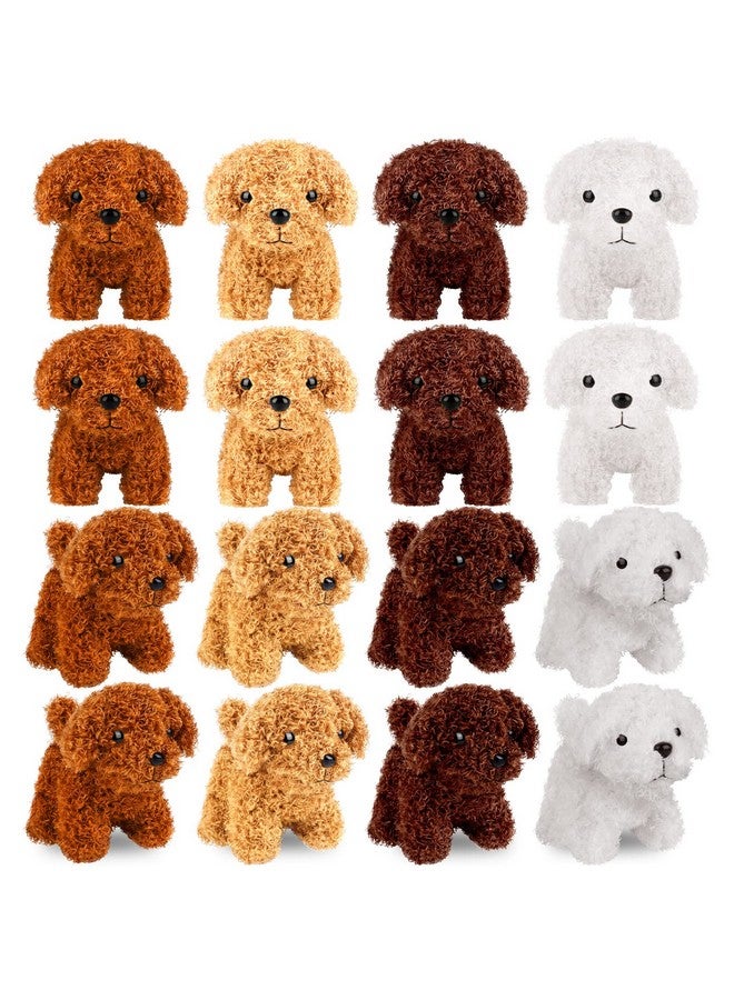 Elcoho 16 Pieces 4 Inches Mini Plush Dogs Stuffed Puppy Dog with Keychain Cute Stuffed Animal Toy Soft Toys Party Favor for Goodie Bag Birthday Party Gifts, 4 Colors (Curly Puppy) - Image 1