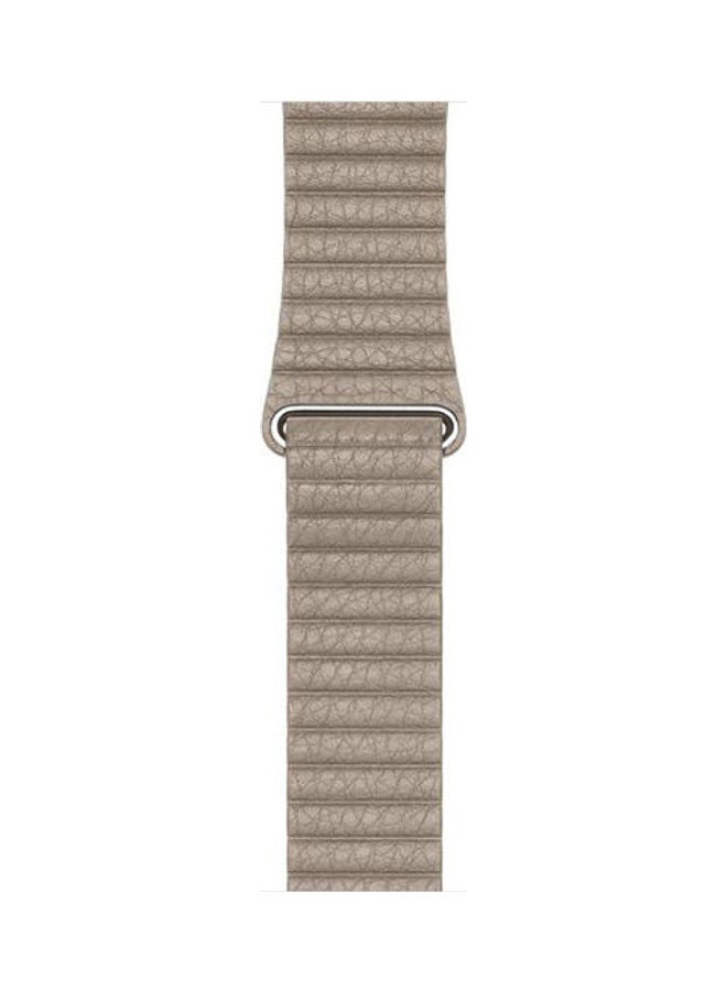Leather Loop Band For Apple Smart Watch With Magnet Beige - Image 4