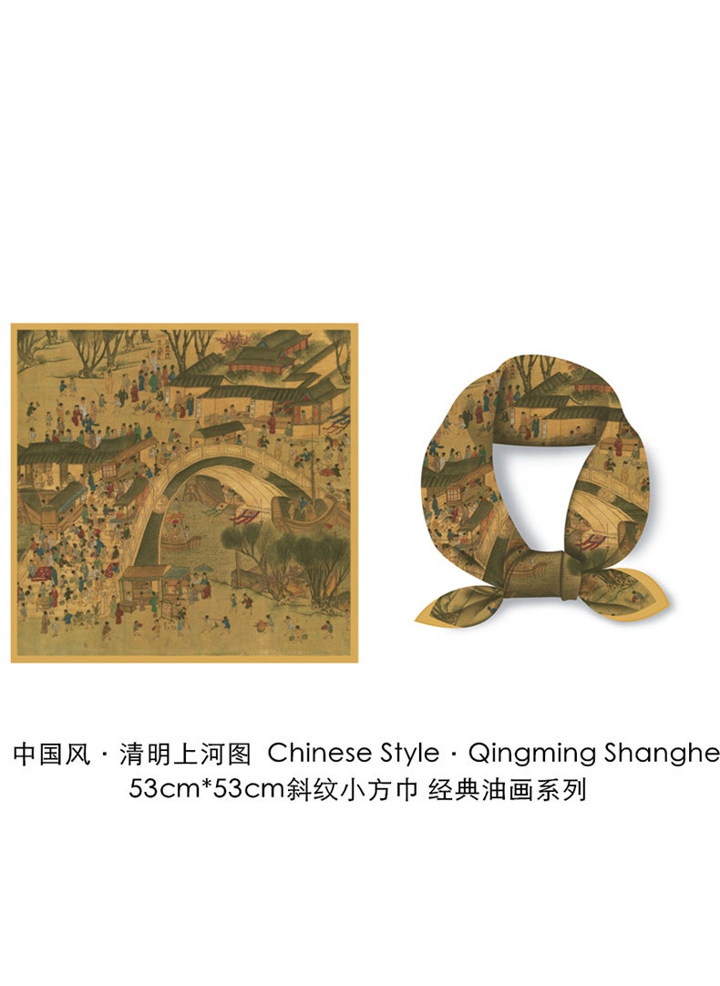 Autumn Artistic Retro Small Square Towel Thin Style Silk Scarf Shawl Adults Chinese Style Traditional Design Nymphalid Sketch