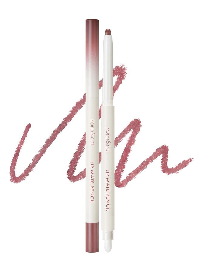 rom&nd LIP MATE PENCIL 07 Fig Spread - Precision Semi-Matte Lip Liner with Blending Brush for Effortless Natural Overlining, Contour & All-Day Wear - Image 1