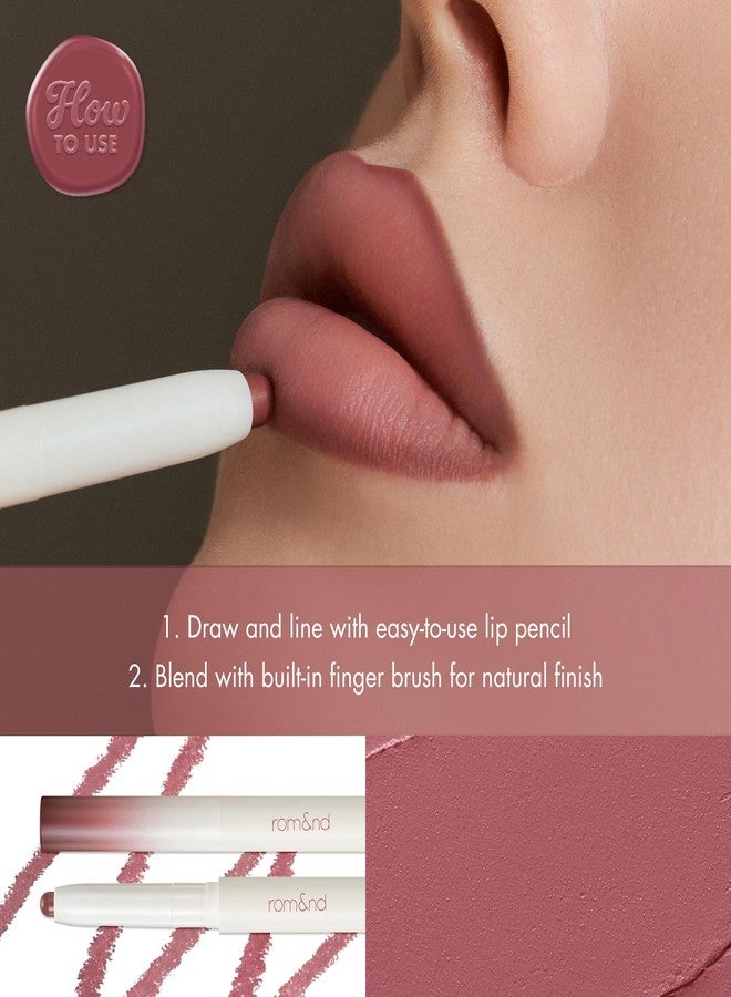 rom&nd LIP MATE PENCIL 07 Fig Spread - Precision Semi-Matte Lip Liner with Blending Brush for Effortless Natural Overlining, Contour & All-Day Wear - Image 4