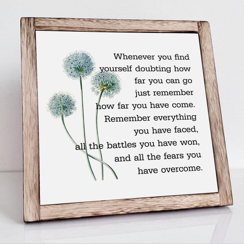 XJCUG Inspirational Quote Wood Plaque Sign, Inspirational Wall DÃ©cor, Be Brave Sign, Whenever You Find Yourself... Boho Office DÃ©cor, Motivational Desk DÃ©cor, Quotes Wall DÃ©cor, Inspirational Gift 9.9inch - Image 2