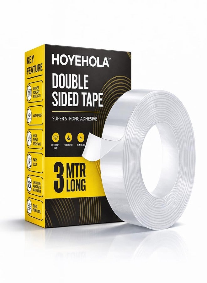 HOYEHOLA Ivy Grip Tape | Double Sided Nano Clear Gel Tape | Washable & Reusable | No-Drill Mounting Tape for Wall Decor, Hooks, Home & Car Accessories (3m x 3cm) - Image 1
