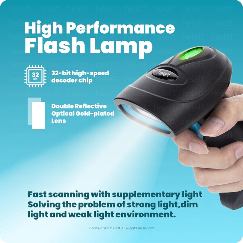 helett مؤشر يدوي سلكي HT410 لرموز الباركود وQR 2D و1D مع مسح استقرائي وإعدادات اللاحقة وكاميرا 2D لقراءة الباركود - Image 4
