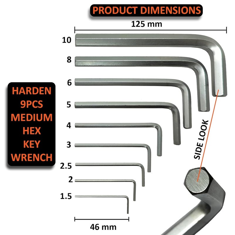 Harden 9PCS Medium Hex Key Wrench Strong Grip Durable Easy to Carry Plastic Clip for Storing 540602 - Image 4