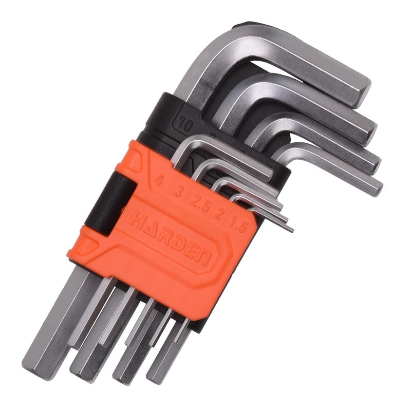 Harden 9PCS Medium Hex Key Wrench Strong Grip Durable Easy to Carry Plastic Clip for Storing 540602 - Image 1