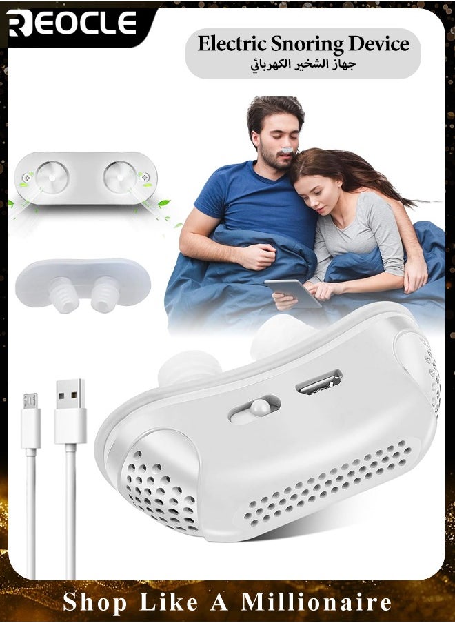 REOCLE - Electric Anti Snoring Devices Stop Snoring Anti Snoring Nasal Dilator Anti Snore Nose Vents Plugs Snoring Aid for Men and Women White - Image 1