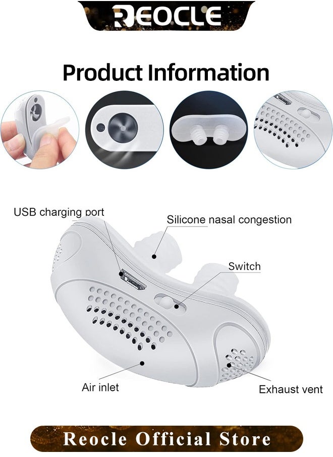 REOCLE - Electric Anti Snoring Devices Stop Snoring Anti Snoring Nasal Dilator Anti Snore Nose Vents Plugs Snoring Aid for Men and Women White - Image 1