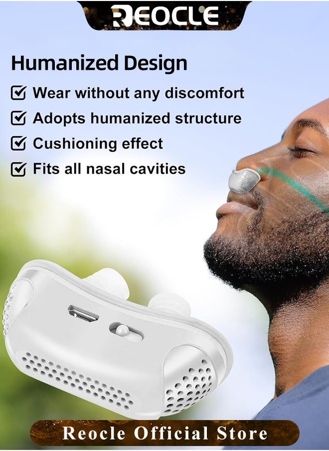 REOCLE - Electric Anti Snoring Devices Stop Snoring Anti Snoring Nasal Dilator Anti Snore Nose Vents Plugs Snoring Aid for Men and Women White - Image 1