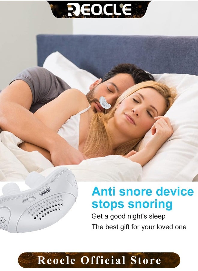 REOCLE - Electric Anti Snoring Devices Stop Snoring Anti Snoring Nasal Dilator Anti Snore Nose Vents Plugs Snoring Aid for Men and Women White - Image 1