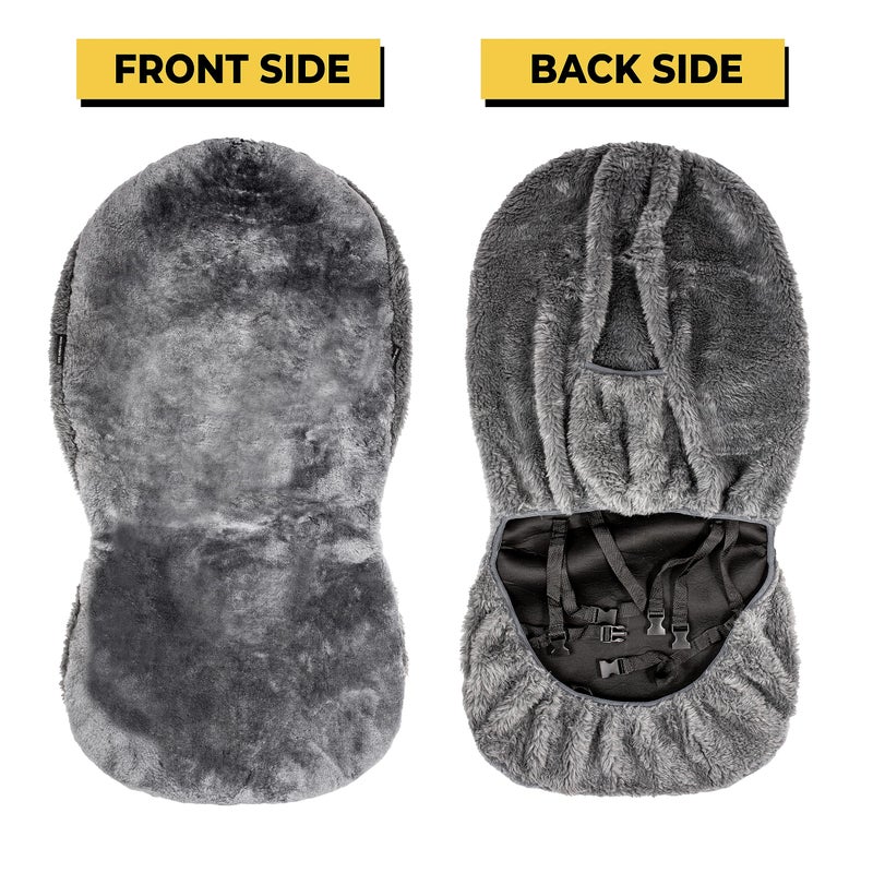 ZONETECH Sheepskin Seat Covers Fuzzy Car Seat Covers Grey Australian Merino Wool Fluffy Fur Auto Accessories All Season Protection for Your Seats Universal Fits Most Car SUV Airbag Compatible - Image 4