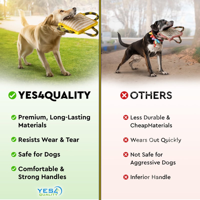 YES4QUALITY Durable Dog Bite Pillow 10 x 7 Inches - Safe Biting Pad with 3 Comfortable & Strong Handles - Tough Jute Tug Toy for Medium to Large Dogs - Ideal for Tug of War, K9, IPO, Schutzhund & Puppy Training - Image 3