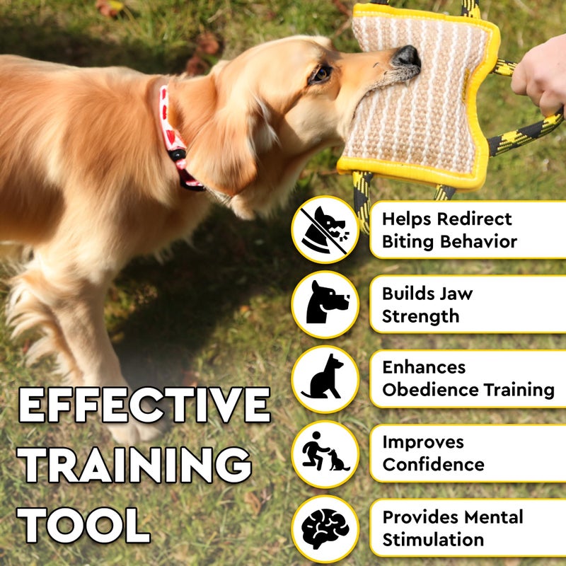 YES4QUALITY Durable Dog Bite Pillow 10 x 7 Inches - Safe Biting Pad with 3 Comfortable & Strong Handles - Tough Jute Tug Toy for Medium to Large Dogs - Ideal for Tug of War, K9, IPO, Schutzhund & Puppy Training - Image 4
