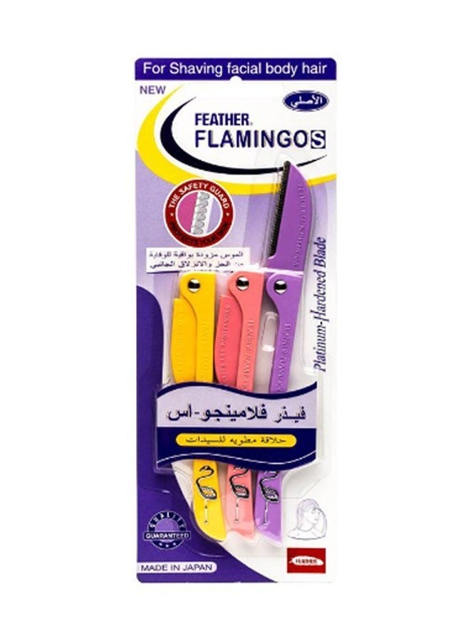 فيذر-فلامنجو - شفرات حلاقة لشعر الوجه 3 قطع متعددة الألوان + جل الألوفيرا المهدئ شفاف 300 مل - Image 1