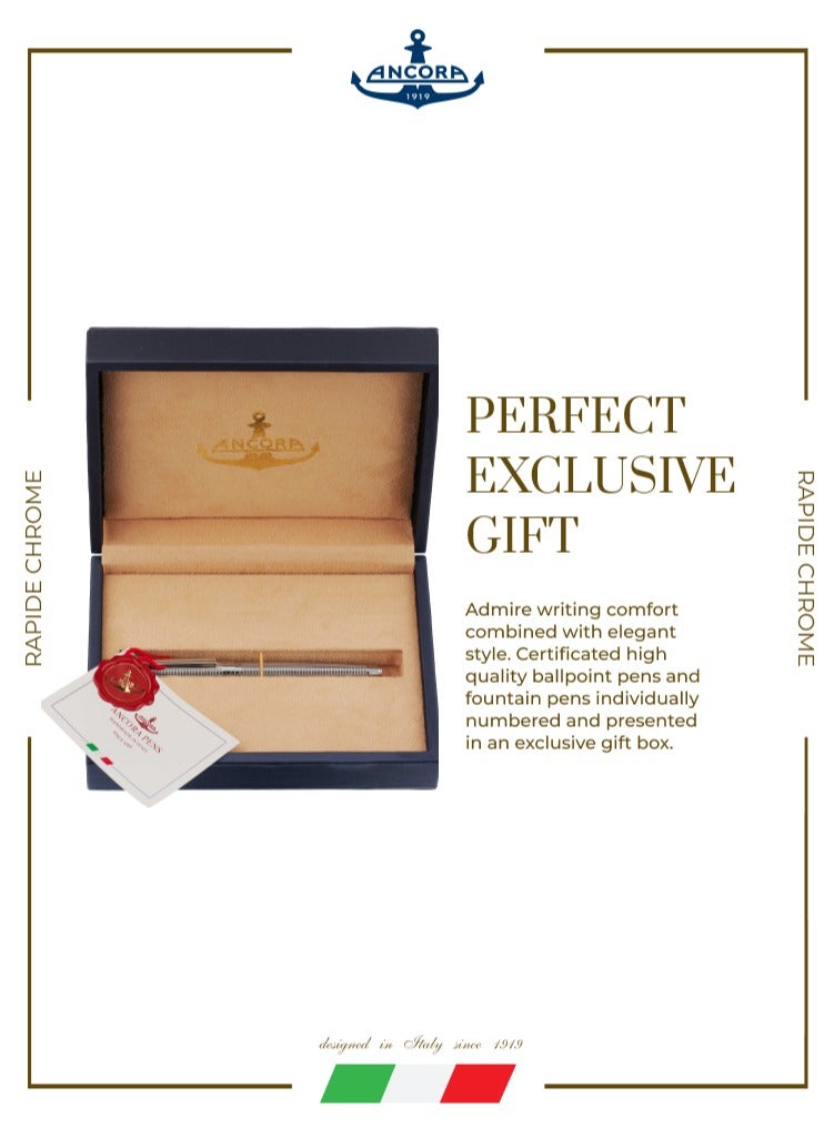 أنكورا قلم رابيد كروم ١٩١٩ إصدار محدود ٨٨٨ – قابل لإعادة التعبئة – قلم رولربول فاخر محفور مع علبة جلد – هدية للرجال والنساء – حبر أزرق - Image 4
