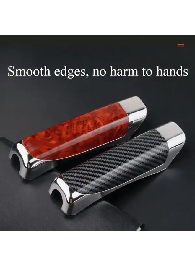 Universal Mahogany Texture Handbrake Cover Scratch Resistant ABS for Car SUV Truck - Image 1