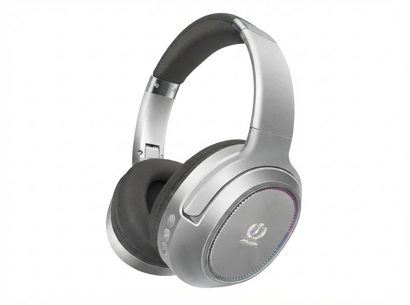 سماعات رأس لاسلكية H8 باللون الفضي مع صوت HiFi وExtra Bass، إضاءة LED وتصميم مريح للاستخدام اليومي