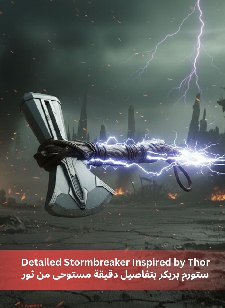بريميم لعبة فأس ستورمبريكر من مارفل أفنجرز ثور - نسخة طبق الأصل من سلاح الأبطال الخارقين باللونين البني والفضي للأطفال، فأس مطرقة لعب الأدوار مستوحاة من شخصية ثور - Image 5