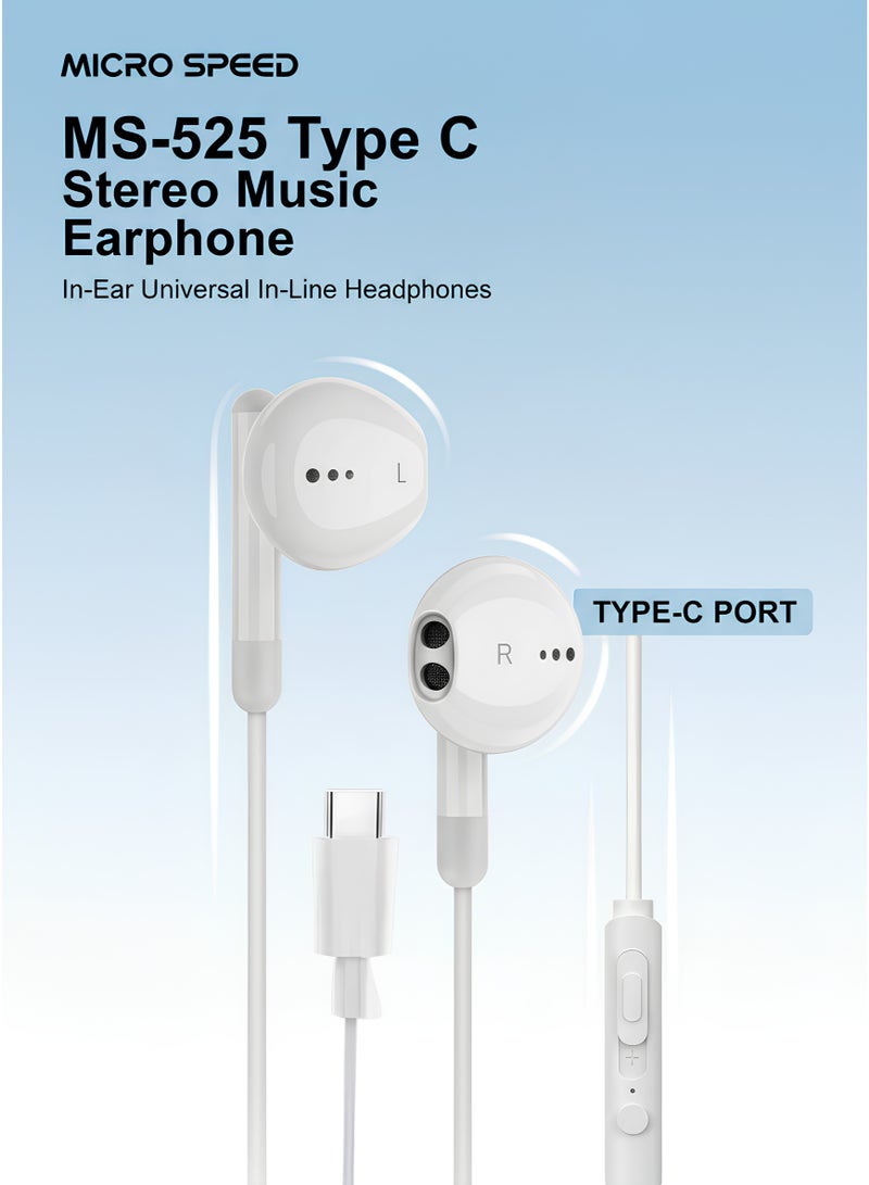 الذاكرة السريعة سماعات أذن ستيريو من النوع C - سماعات أذن داخلية مزودة بميكروفون مدمج وتحكم في مستوى الصوت | صوت عالي الدقة | كابل TPE - منفذ عالمي من النوع C، MS-525 - Image 1