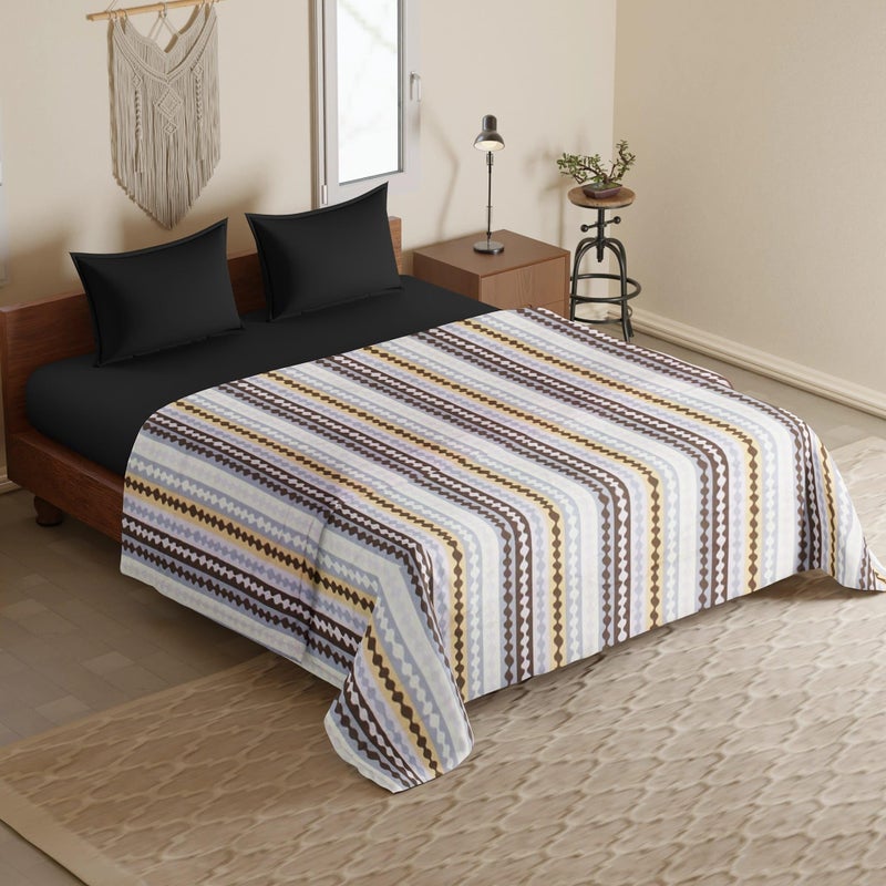 AURAVE Microfiber 210 Tc Reversible All Season Comforter/Quilt, Single, 150 GSM, Brown - Image 2