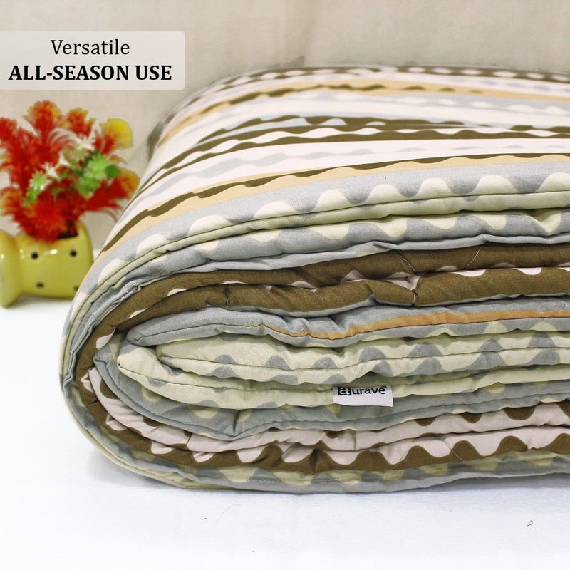 AURAVE Microfiber 210 Tc Reversible All Season Comforter/Quilt, Single, 150 GSM, Brown - Image 4