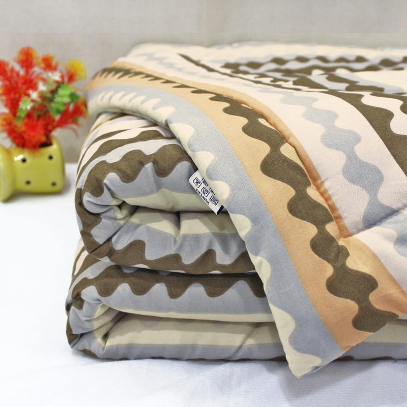 AURAVE Microfiber 210 Tc Reversible All Season Comforter/Quilt, Single, 150 GSM, Brown - Image 1