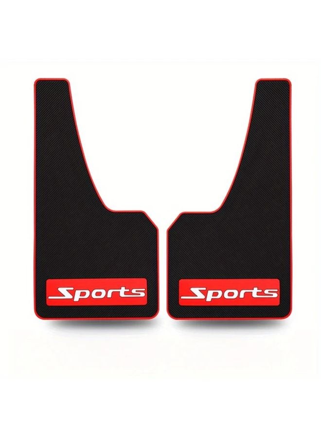Black And Red PVC Mud Flaps For Sedans SUVs Trucks Cartoon Style Durable - Image 1