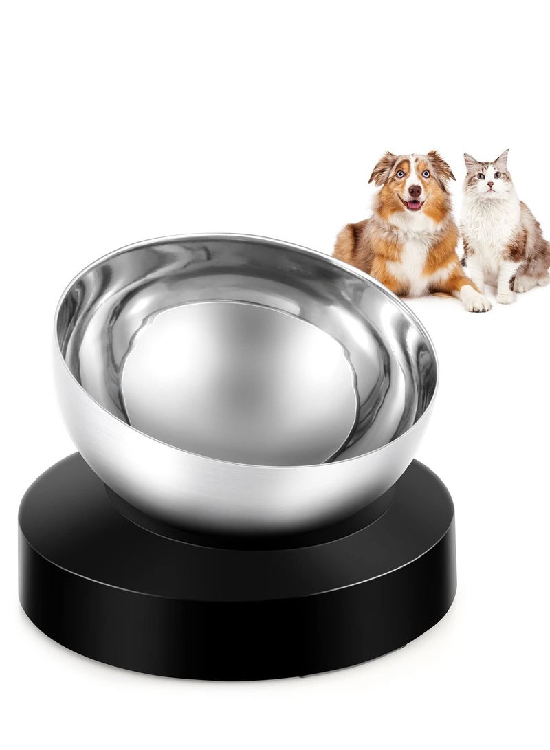 الأزرق جي دبليو Cat food bowl with 15 ° inclined lifting stainless steel feeding bracket for anti vomiting and easy cleaning, suitable indoor cats dogs (black single bowl) - Image 1