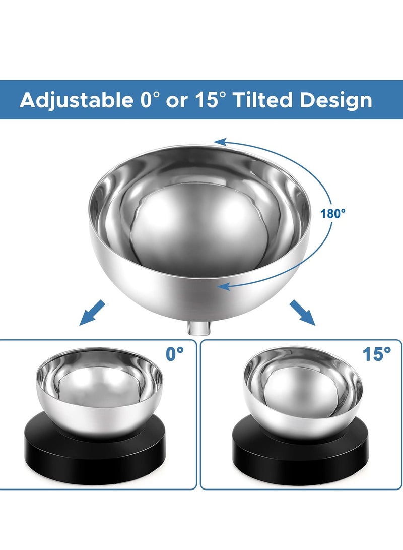 الأزرق جي دبليو Cat food bowl with 15 ° inclined lifting stainless steel feeding bracket for anti vomiting and easy cleaning, suitable indoor cats dogs (black single bowl) - Image 4