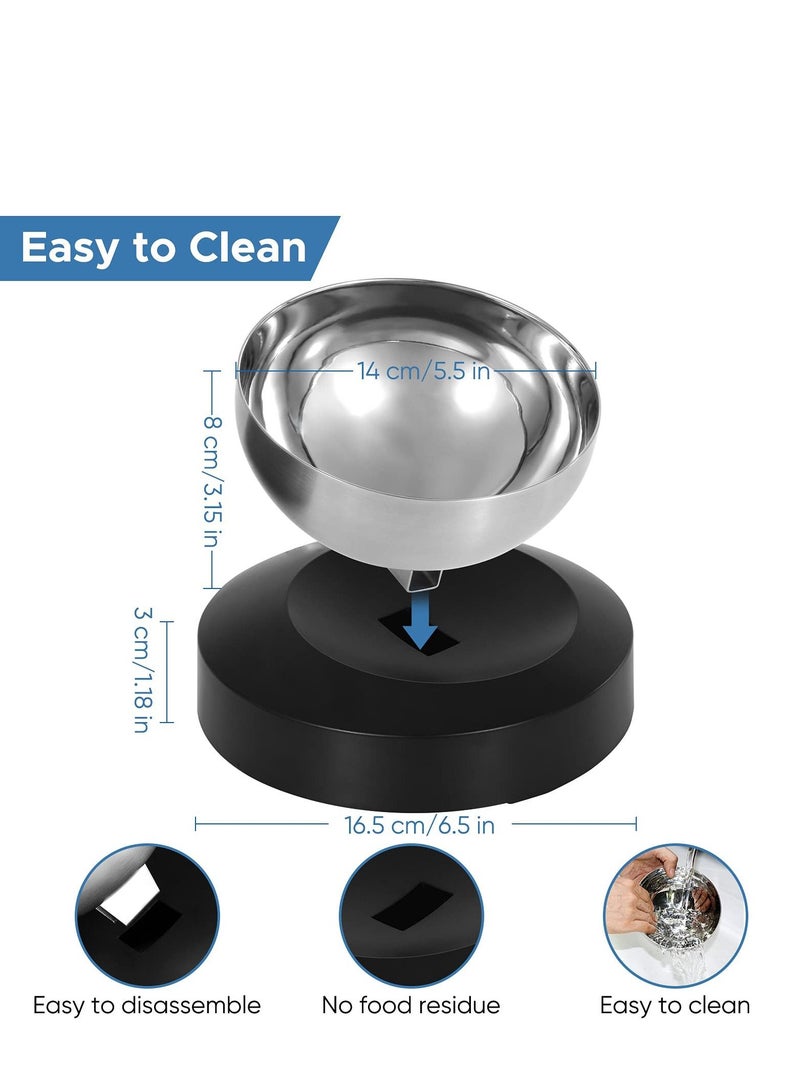 الأزرق جي دبليو Cat food bowl with 15 ° inclined lifting stainless steel feeding bracket for anti vomiting and easy cleaning, suitable indoor cats dogs (black single bowl) - Image 5