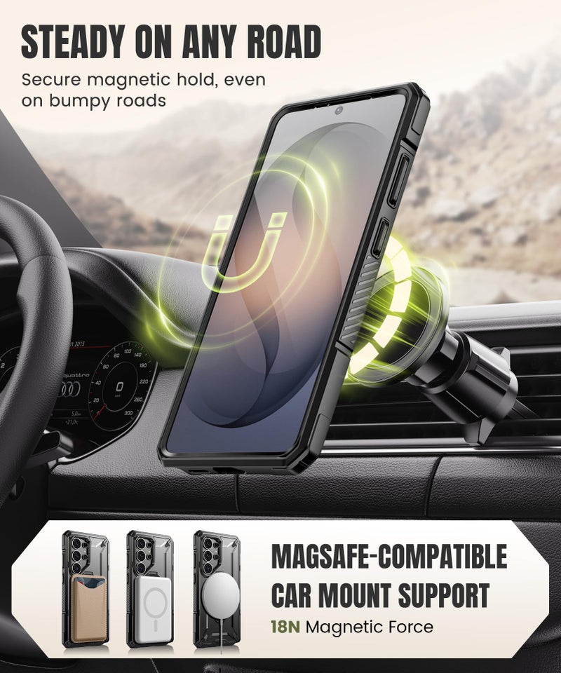 TONGATE for Samsung Galaxy S26 Ultra Case with 360Â° Spin Magnetic Stand, Compatible with MagSafe, Built-in Screen Protector & Belt Clip, Non-Slip Military Grade Protection Case for S26 Ultra, Black - Image 5