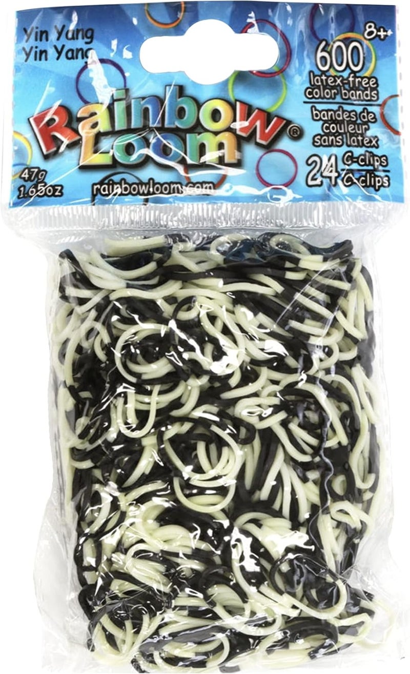 راينبو لووم أشرطة مطاطية بلون ين ويانغ من Rainbow Loom مع 24 مشبك من نوع C (عدد 600) - Image 1