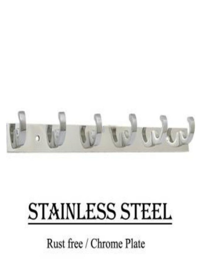 COSWARE C-Hook Hanger Stainless Steel 6 Pin Cloth Hanger Bathroom, Kitchen, Wall Wardrobe Door, Hooks for Hanging Keys, Clothes Holder Hook Rail (Pack of 1) - Image 4