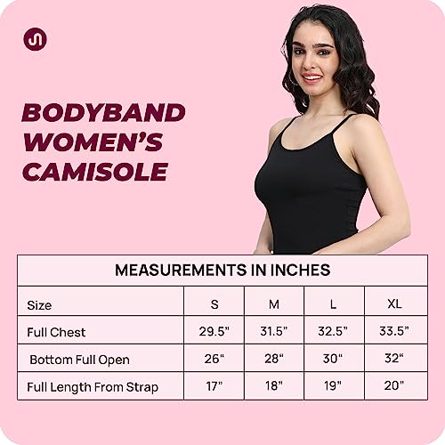 Bodyband Camisole for Women with Adjustable Strap Inner Slips for Women & Girls Comfortable Inner Wear Spaghetti Tank Regular Fit Tops for Women Cami Inner for Girls-Black-Medium - Image 5
