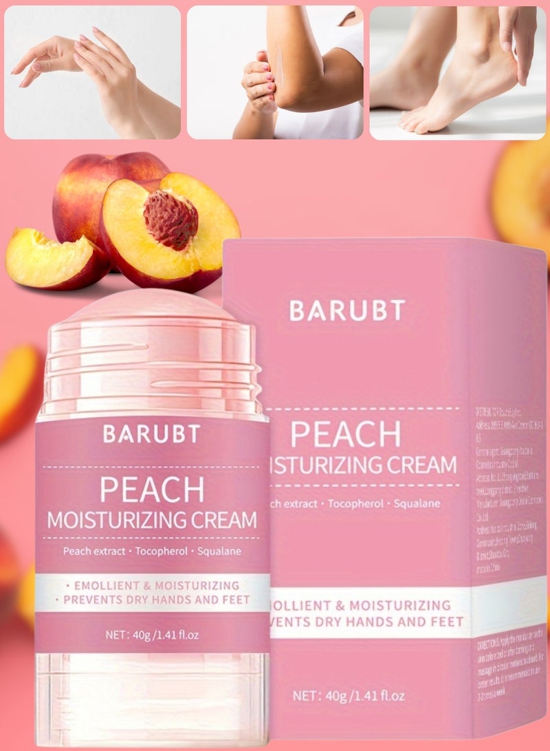 BARUBT Peach Moisturizing Cream 40G Heals Dry and Cracked Feet Foot Cream for Dry and Damaged Skin Knees Elbows Hands Heel Repair Balm Callus remover Moisturizer Cream Urea Foot Balm - Image 1