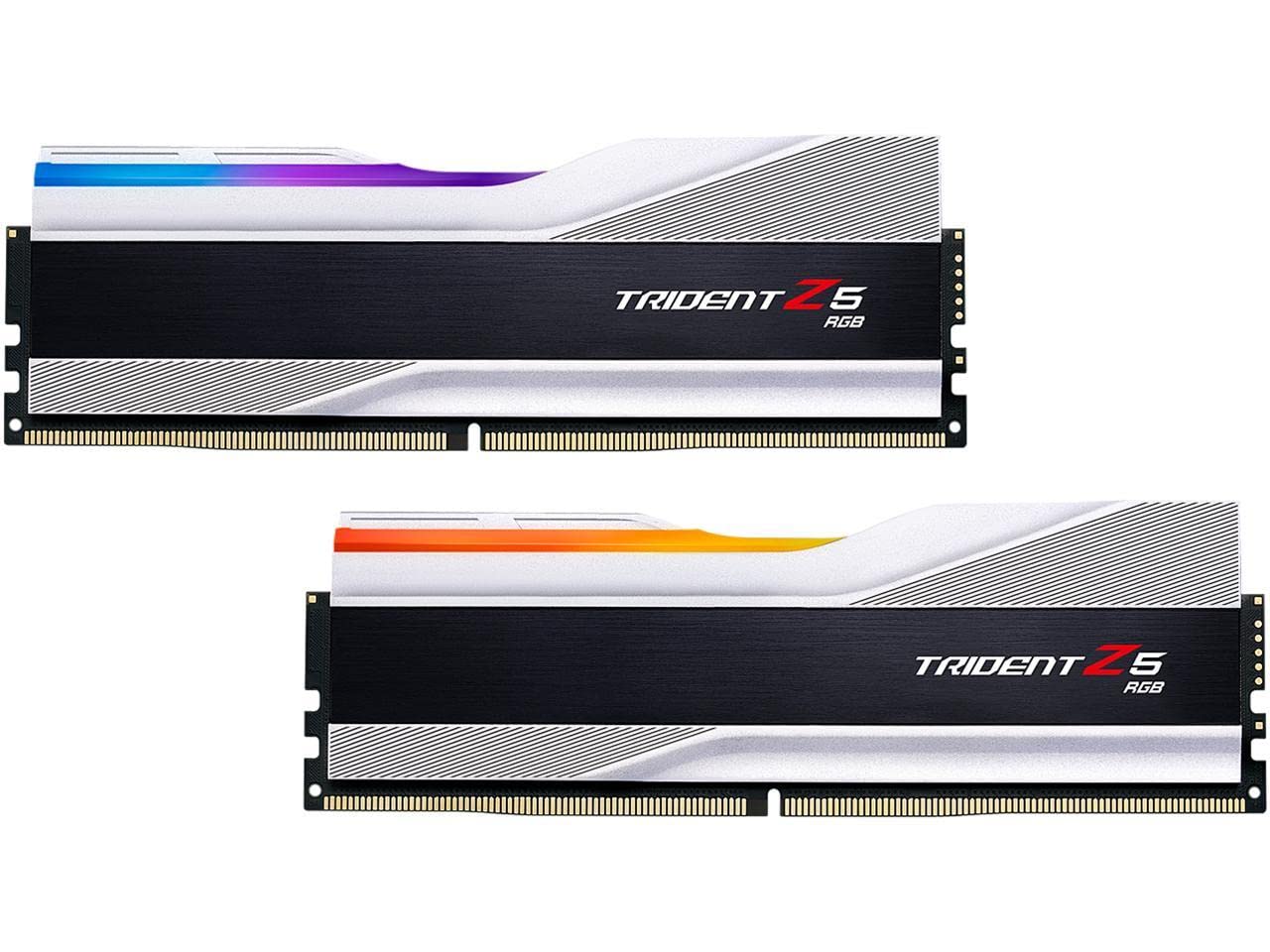 G.SKILL Trident Z5 RGB Series (Intel XMP 3.0) DDR5 RAM 32GB (2x16GB) 7200MT/s CL34-45-45-115 1.40V Desktop Computer Memory UDIMM - Metallic Silver (F5-7200J3445G16GX2-TZ5RS)