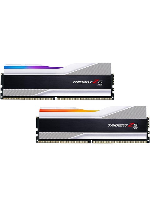 G.SKILL Trident Z5 RGB Series (Intel XMP 3.0) DDR5 RAM 32GB (2x16GB) 7200MT/s CL34-45-45-115 1.40V Desktop Computer Memory UDIMM - Metallic Silver (F5-7200J3445G16GX2-TZ5RS)