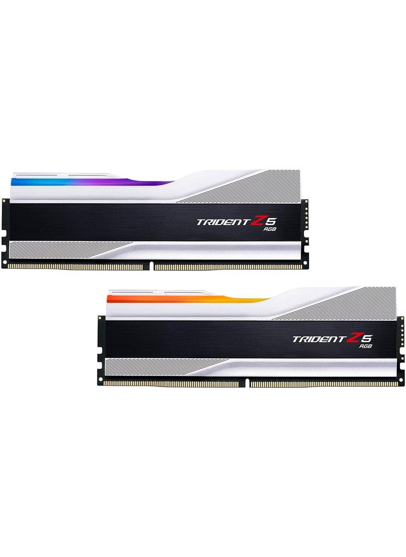 G.Skill G.SKILL Trident Z5 RGB Series (Intel XMP 3.0) DDR5 RAM 32GB (2x16GB) 7200MT/s CL34-45-45-115 1.40V Desktop Computer Memory UDIMM - Metallic Silver (F5-7200J3445G16GX2-TZ5RS)  - Image 1