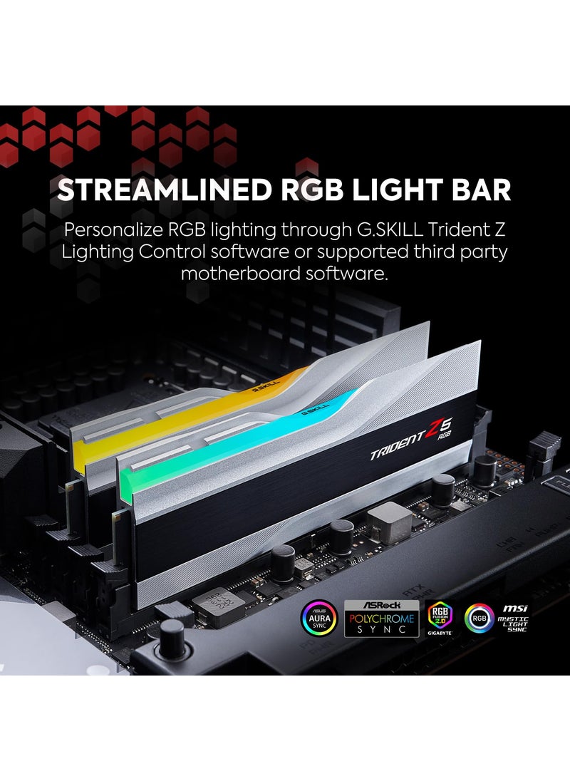 G.Skill G.SKILL Trident Z5 RGB Series (Intel XMP 3.0) DDR5 RAM 32GB (2x16GB) 7200MT/s CL34-45-45-115 1.40V Desktop Computer Memory UDIMM - Metallic Silver (F5-7200J3445G16GX2-TZ5RS)  - Image 3