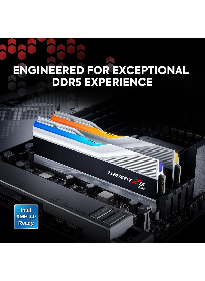 G.Skill G.SKILL Trident Z5 RGB Series (Intel XMP 3.0) DDR5 RAM 32GB (2x16GB) 7200MT/s CL34-45-45-115 1.40V Desktop Computer Memory UDIMM - Metallic Silver (F5-7200J3445G16GX2-TZ5RS)  - Image 2