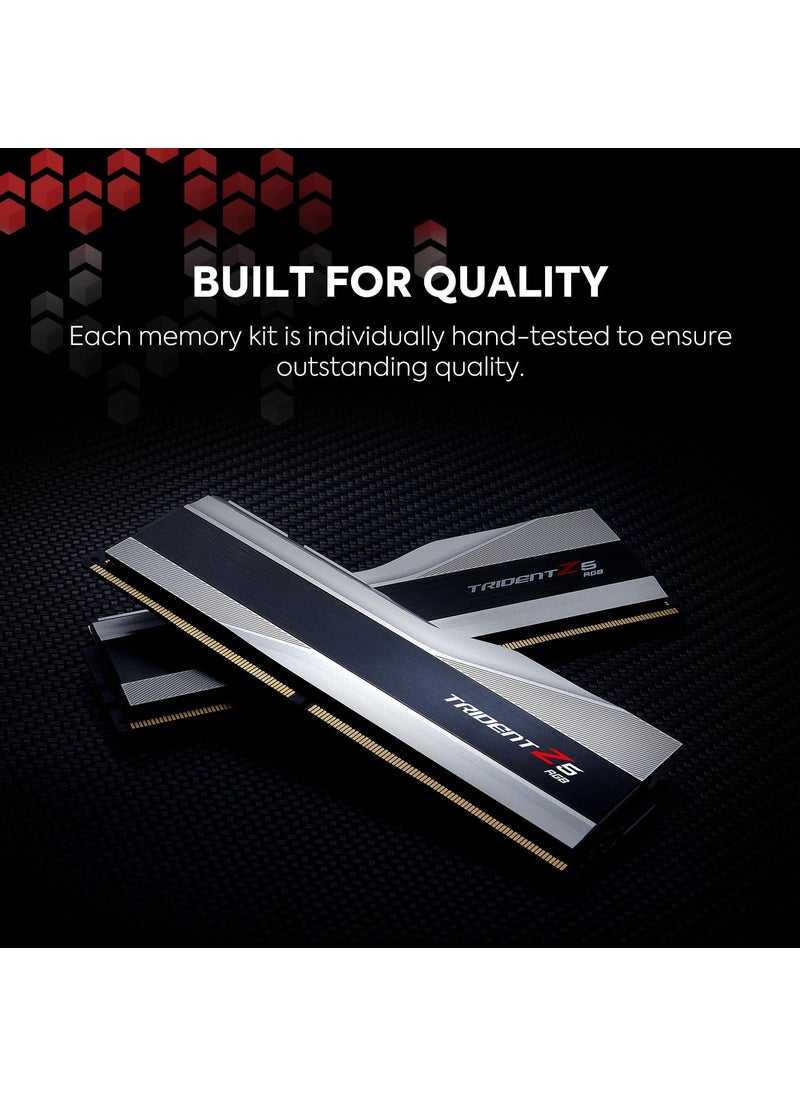 G.Skill G.SKILL Trident Z5 RGB Series (Intel XMP 3.0) DDR5 RAM 32GB (2x16GB) 7200MT/s CL34-45-45-115 1.40V Desktop Computer Memory UDIMM - Metallic Silver (F5-7200J3445G16GX2-TZ5RS)  - Image 5